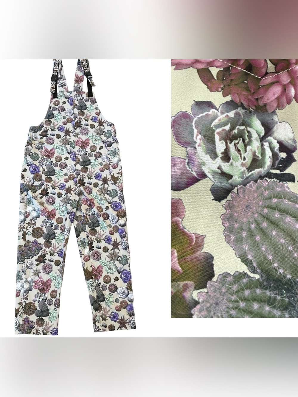 KAVU San Blas Greenhouse Succulent Print Overalls Quick Dry Women's Size XS